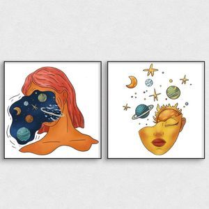 It’s All in your Head Surrealist Original Art Prints in Color Set of 2 8x8